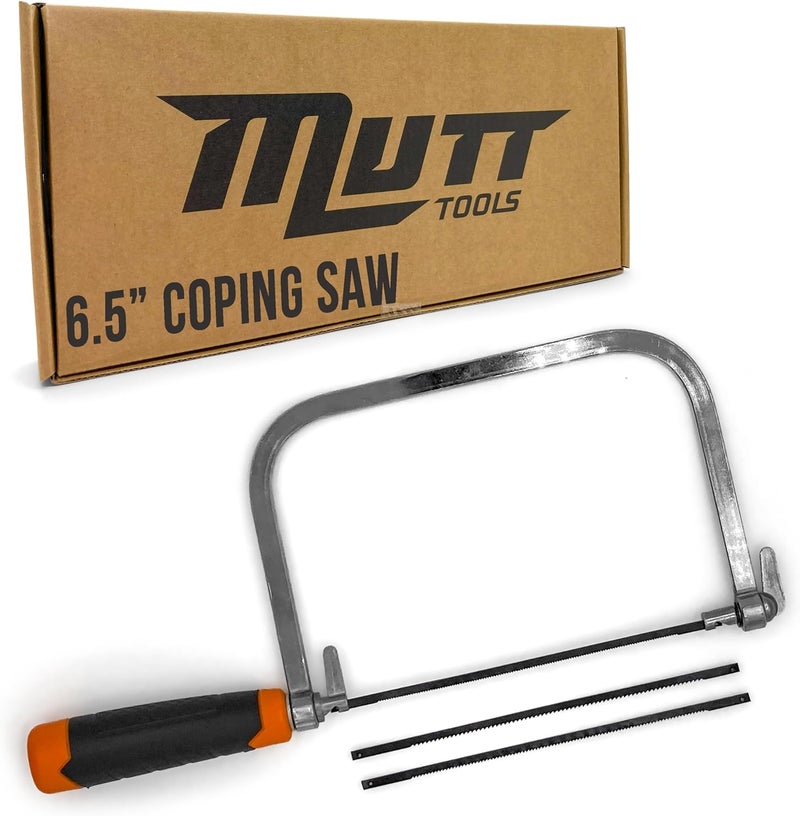 AMERICAN MUTT TOOLS Mutt Tools 6.5 inch Coping Saw for Woodworking - Premium Frame Saw with 3 Carbon Steel Blades for Precise Scroll Cuts - For Detailed Wood Projects - Image 1
